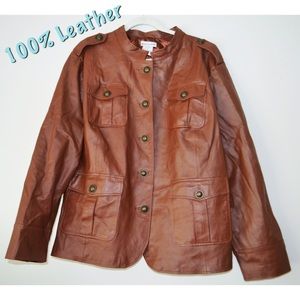 Jessica London 100% leather jacket fits 3X sz 28